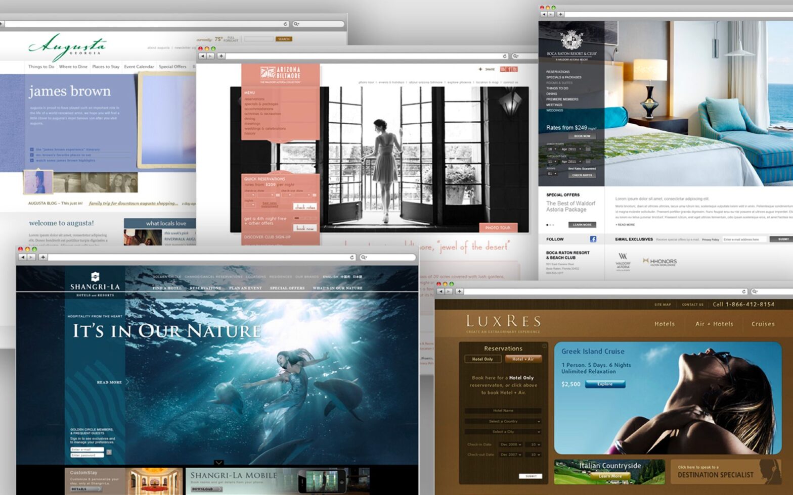 A bunch of different websites are shown together